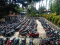 The parking area of Ã¢â¬â¹Ã¢â¬â¹the March eleven university which is holding a student assembly event. Central Java, Indonesia